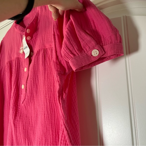 J. Crew Cotton Gauze Fresco Top Long Sleeve Button Front Pink Size 2X NWT - Picture 5 of 8